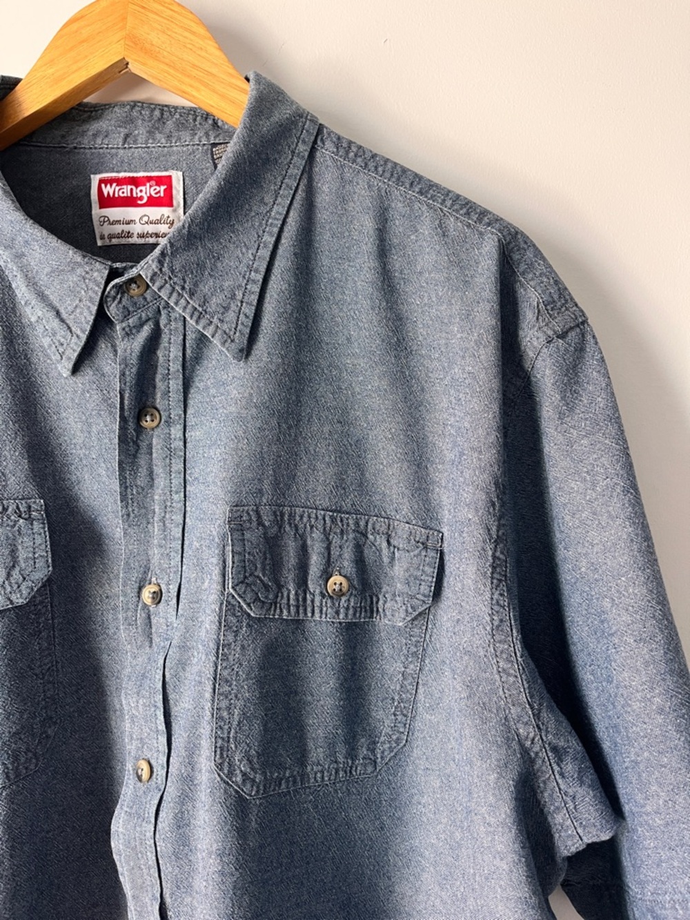 🔥CLEAROUT🔥3/$25🔥Wrangler 2XL Chambray Button-Down Shirt | western | 100% Cotton